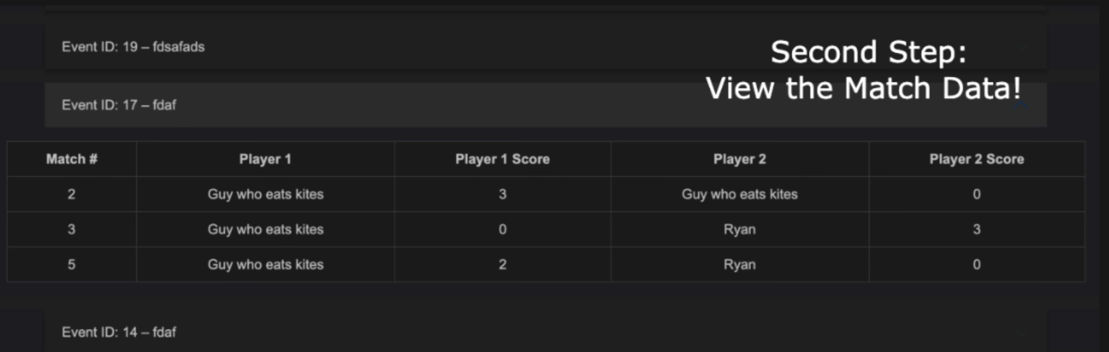 Another instructing the user how to view the event archive
